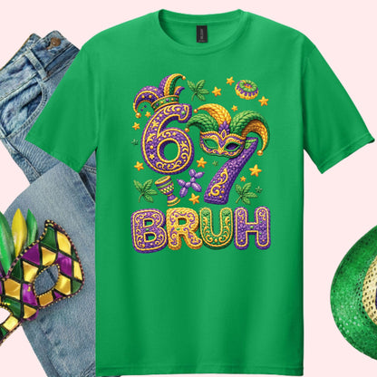 Six Seven Mardi Gras Bruh Sweatshirt Funny New Orleans Parad Carnival Shirt for Family NOLA Festival Tees for Women Men and Kids Gifts
