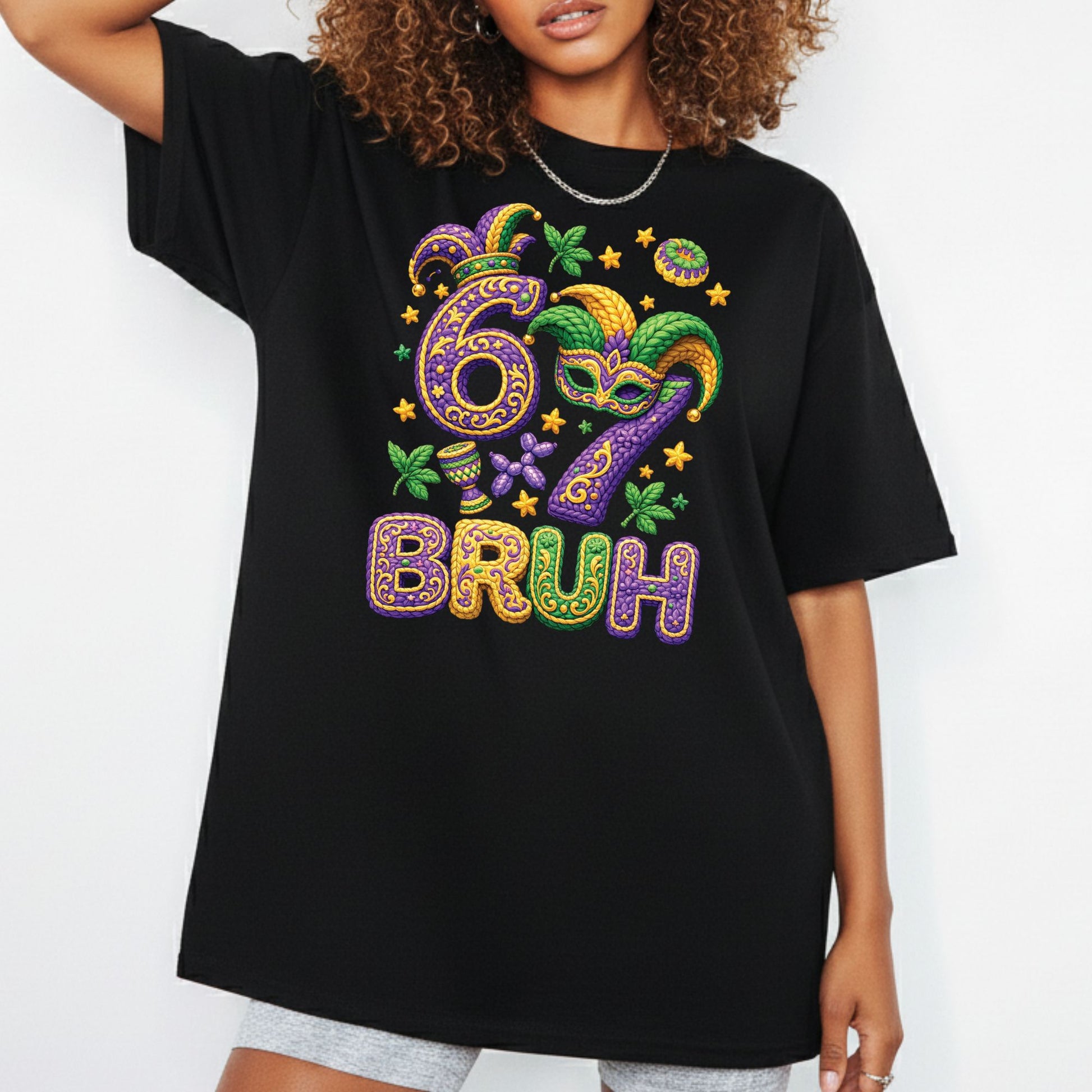 Six Seven Mardi Gras Bruh Sweatshirt Funny New Orleans Parad Carnival Shirt for Family NOLA Festival Tees for Women Men and Kids Gifts