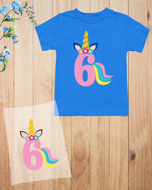 Unicorn 6th Birthday DTF Transfer Film