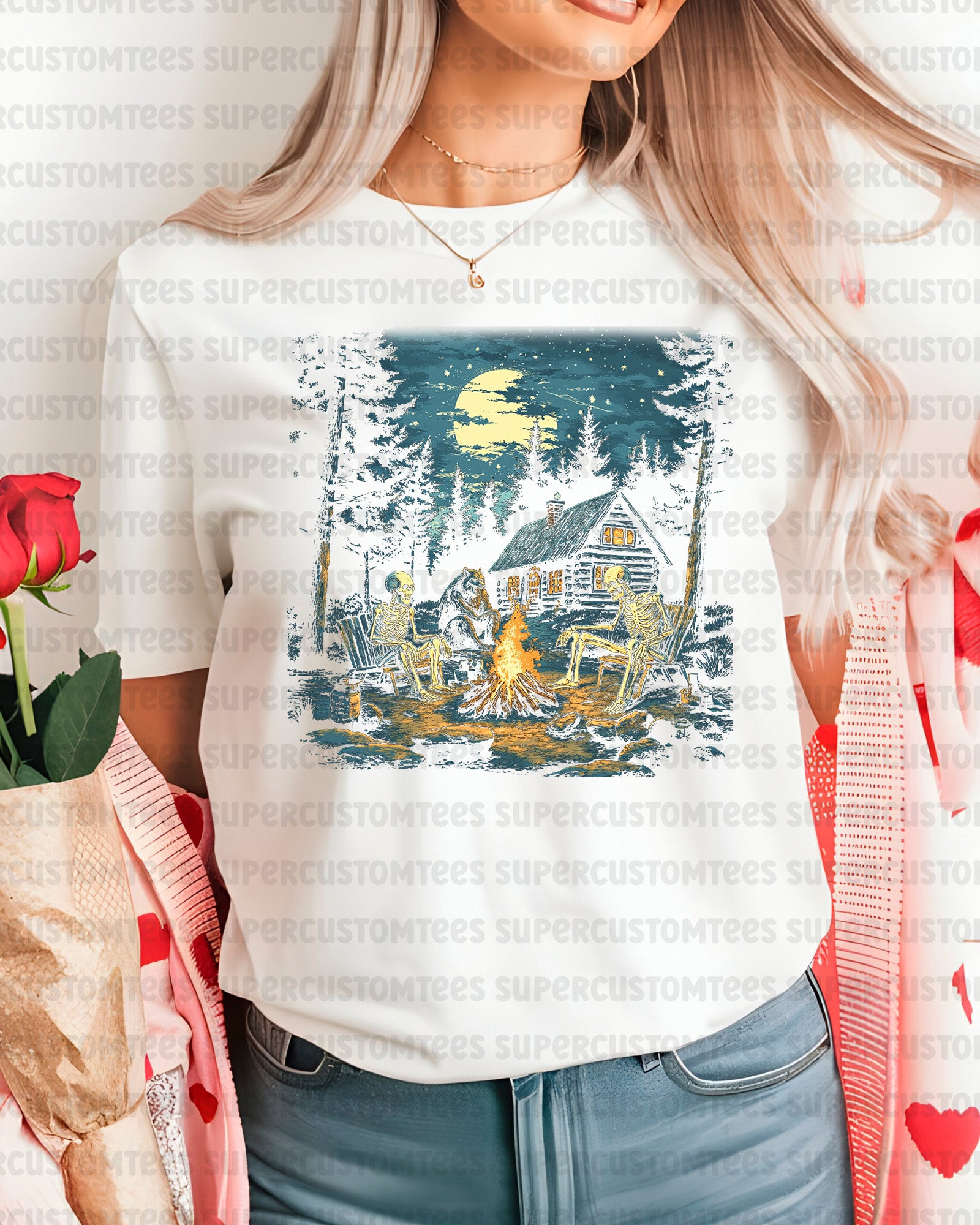 Skeleton Camping Heat Transfer for Shirt