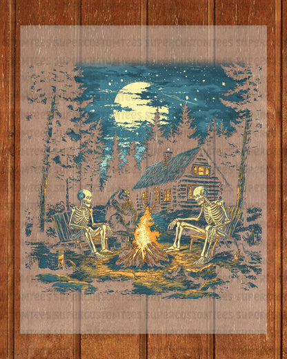 Skeleton Camping Heat Transfer for Shirt