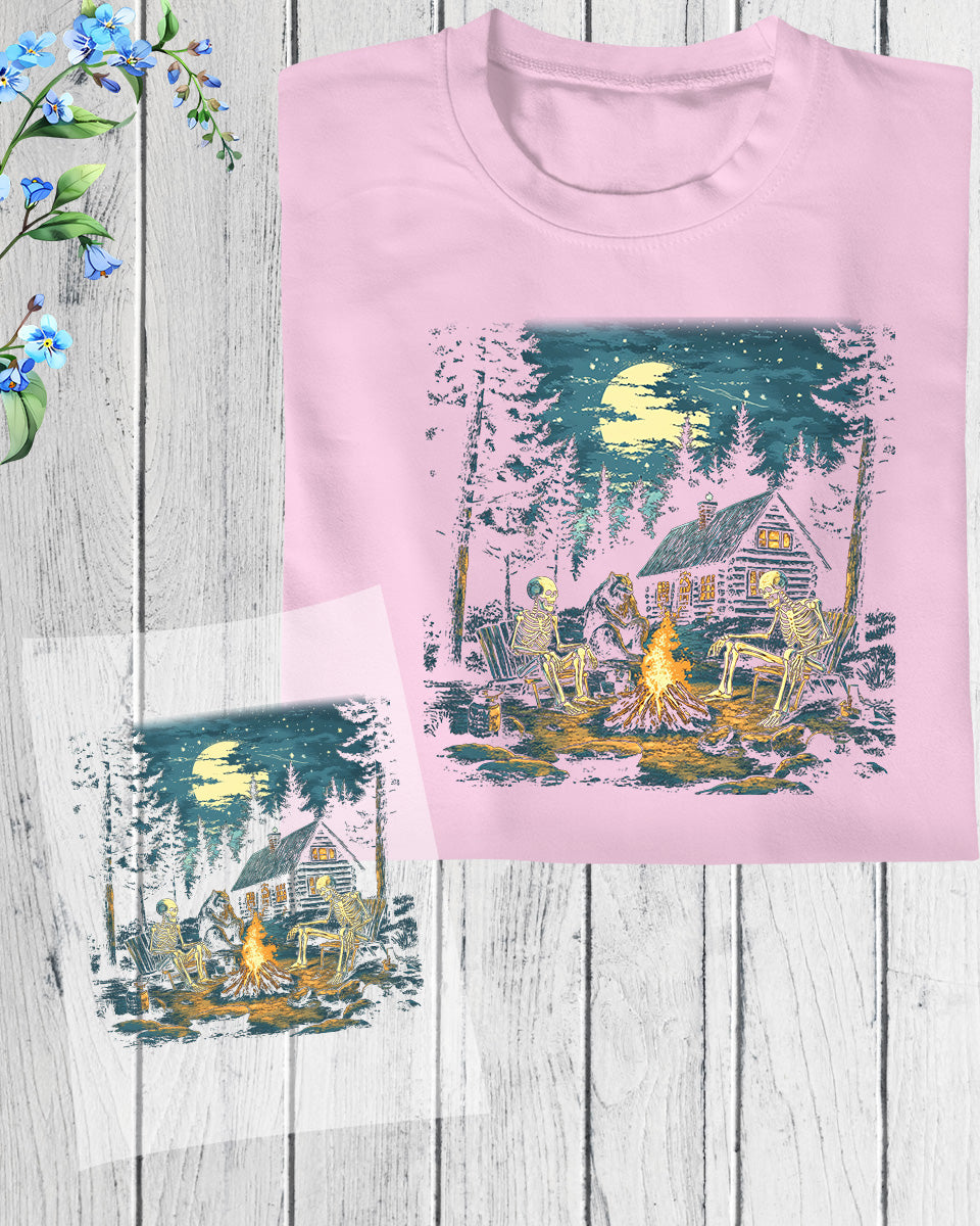 Skeleton Camping Heat Transfer for Shirt