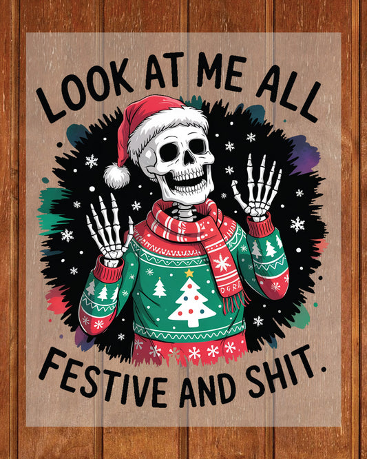 Skeleton Christmas DTF Transfer