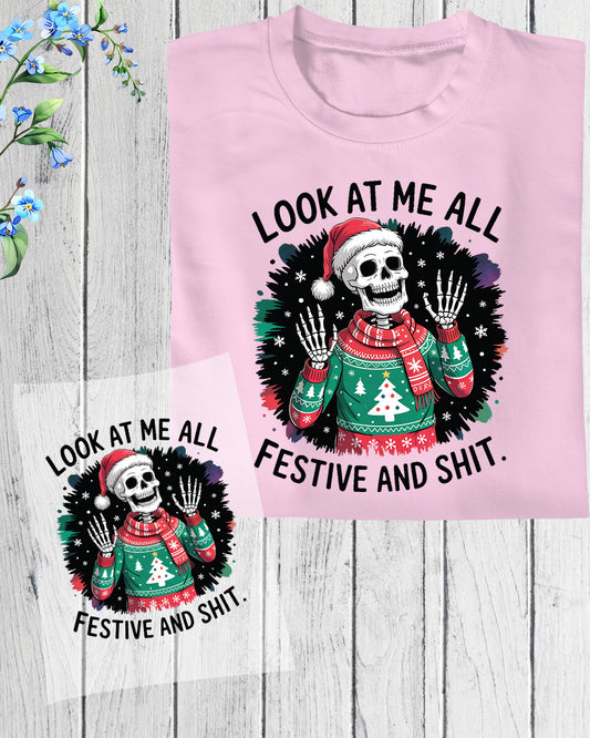 Skeleton Christmas DTF Transfer