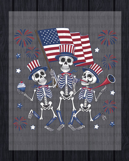 Skeleton Independence Day Heat Transfer for Shirts