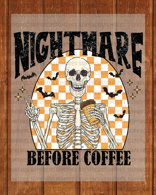 Skeleton Retro Halloween Coffee Heat Transfer