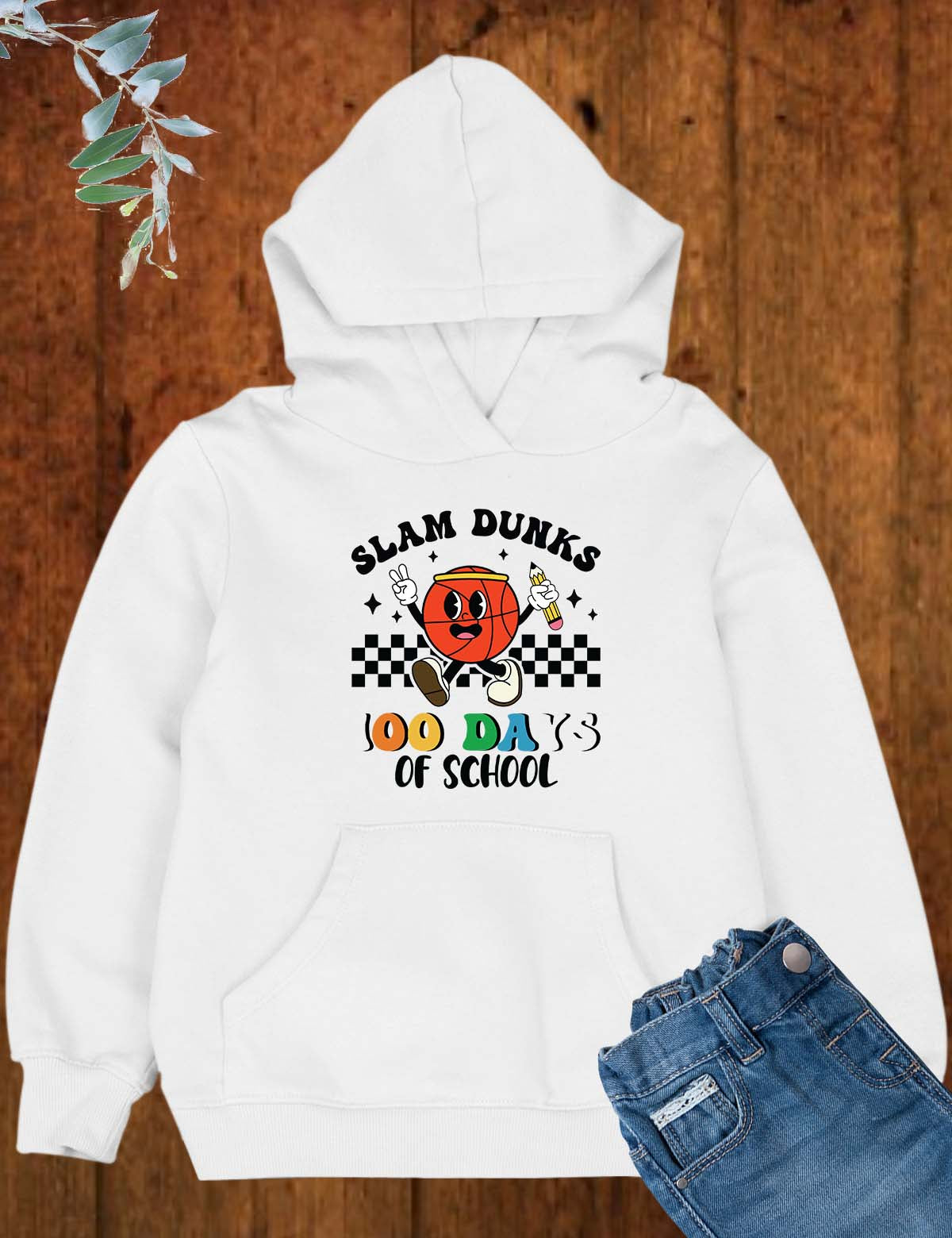 Slam Dunks 100 Days of School Basketball DTF Transfer, Ready to Press Heat Transfer for Shirts, Fun 100 Days of School Sports Design, UV Sticker