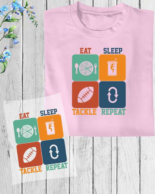 Eat Sleep Tackle Repeat Rugby DTF Transfer Film