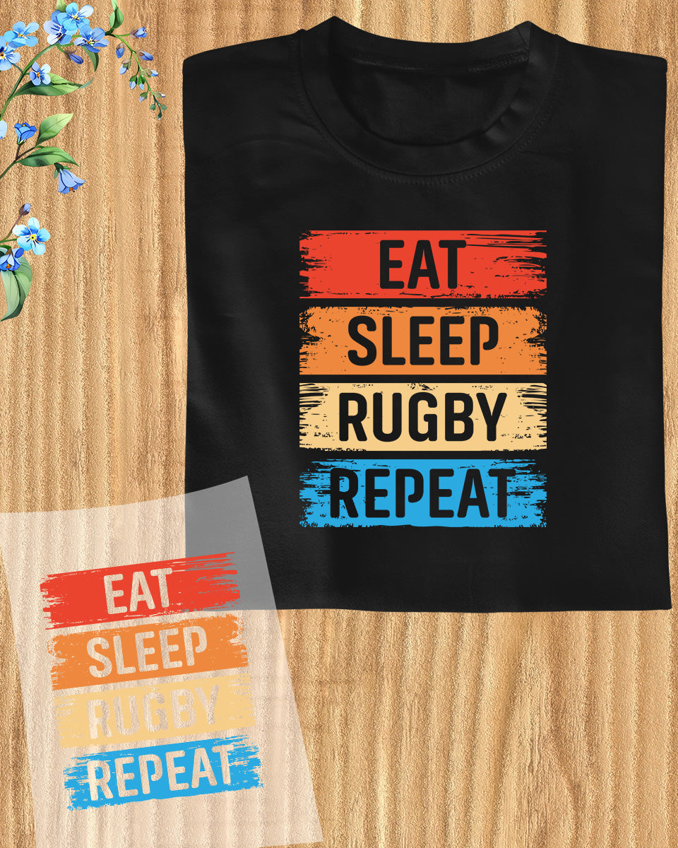 Rugby Eat Sleep DTF Transfer Sheets