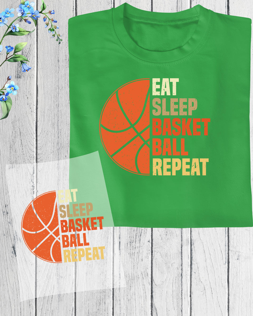 Eat Sleep Basketball Repeat Retro DTF Transfer Film