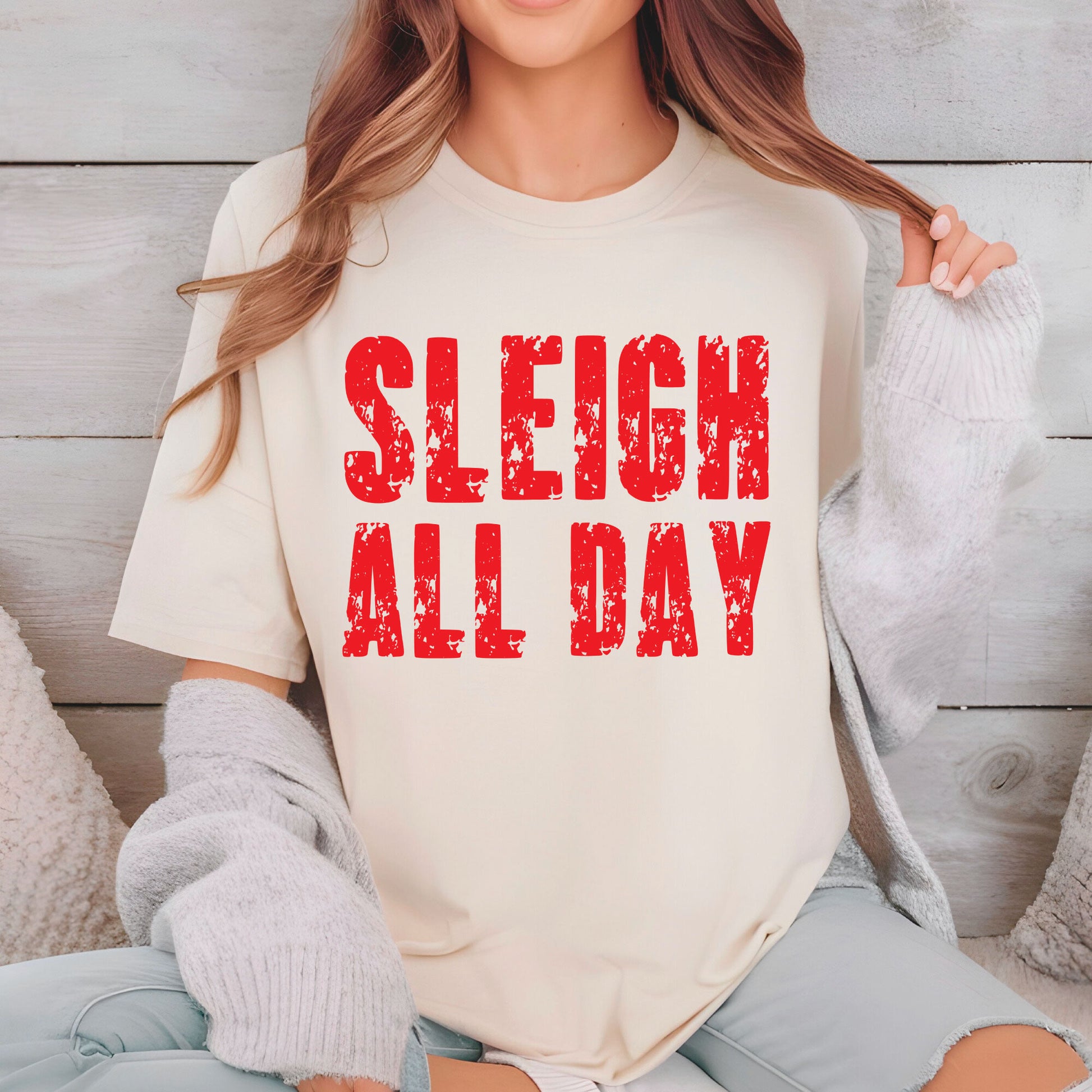 Sleigh All Day Christmas DTF Transfer Ready to Press