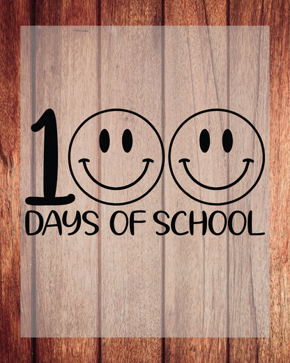 Smiley 100 Days of School Ready to Press Heat Transfers