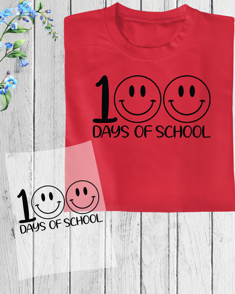 Smiley 100 Days of School Ready to Press Heat Transfers