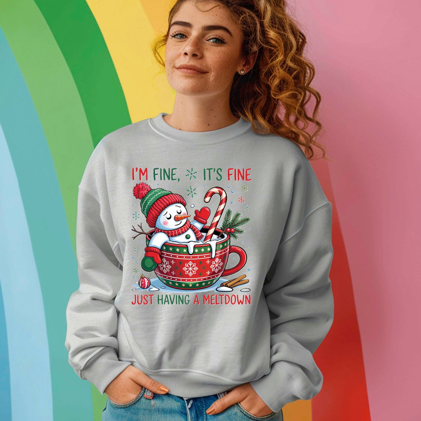 Snowman Christmas DTF Transfer ready to Press, Funny Cute Snowman Christmas Heat Transfer, Meltdown Holidays UV Sticker