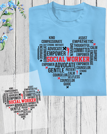 Social Worker Shirt DTF Transfer Ready to Press
