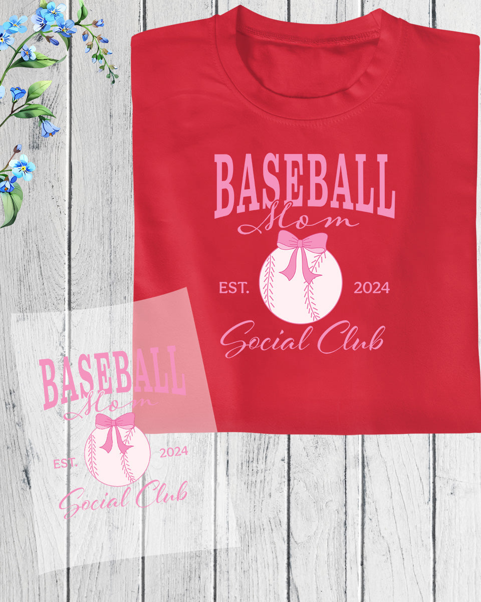 Baseball Mom Social Club Gift DTF Transfer Film