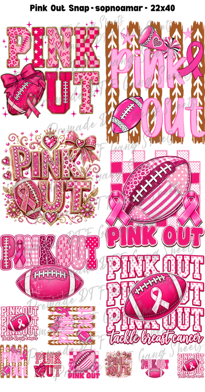 Pink Out Premade Gang Sheet Breast Cancer Awareness DTF Transfer Ready to Press