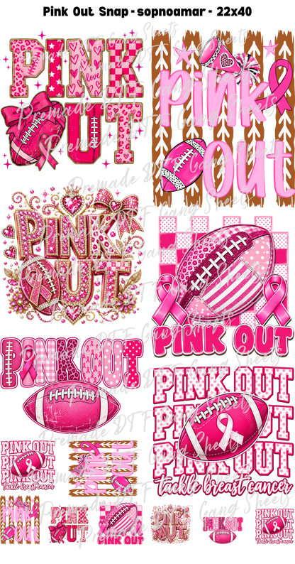 Pink Out Premade Gang Sheet Breast Cancer Awareness DTF Transfer Ready to Press