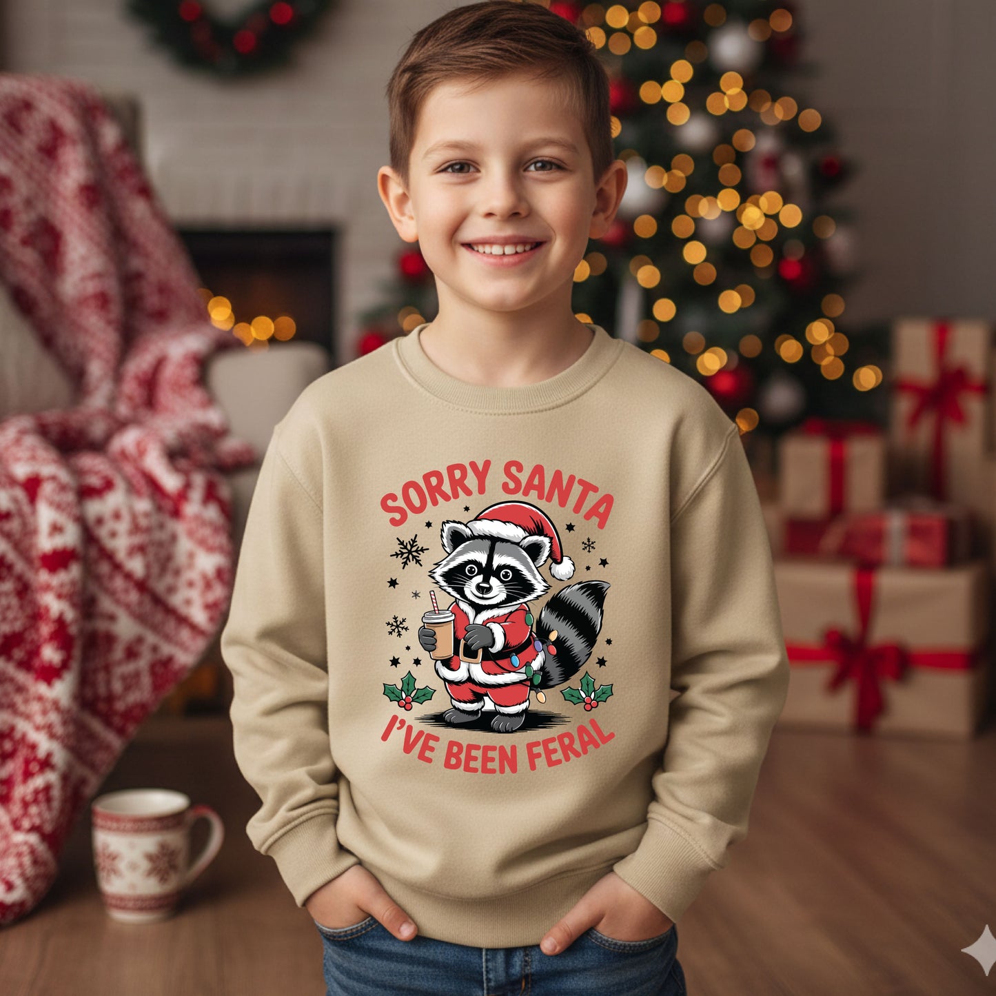 Feral Christmas Kids Crewneck Sweatshirt Funny Santa Holiday Pullover Toddler Festive Sweater Cute Xmas Winter Shirt
