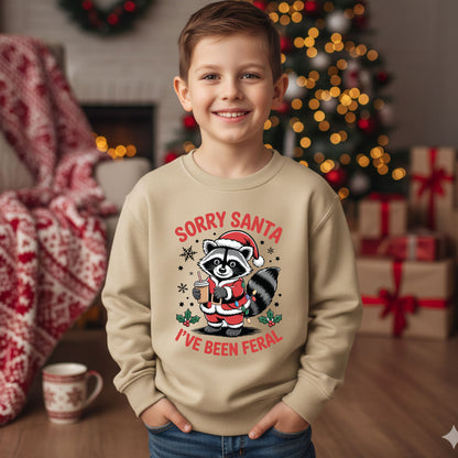 Feral Christmas Kids Crewneck Sweatshirt Funny Santa Holiday Pullover Toddler Festive Sweater Cute Xmas Winter Shirt