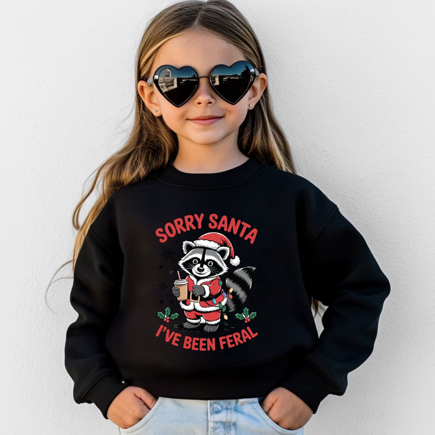 Feral Christmas Kids Crewneck Sweatshirt Funny Santa Holiday Pullover Toddler Festive Sweater Cute Xmas Winter Shirt