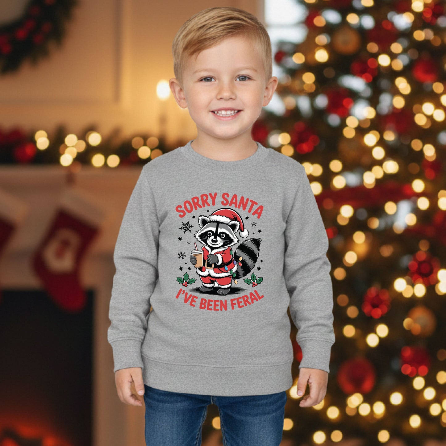 Feral Christmas Kids Crewneck Sweatshirt Funny Santa Holiday Pullover Toddler Festive Sweater Cute Xmas Winter Shirt