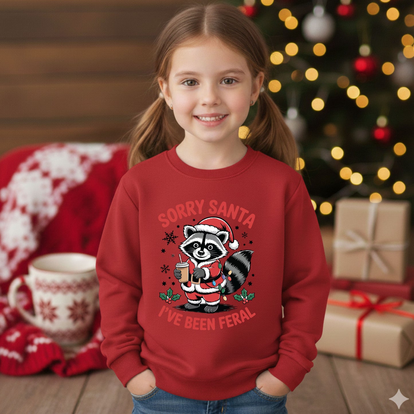 Feral Christmas Kids Crewneck Sweatshirt Funny Santa Holiday Pullover Toddler Festive Sweater Cute Xmas Winter Shirt
