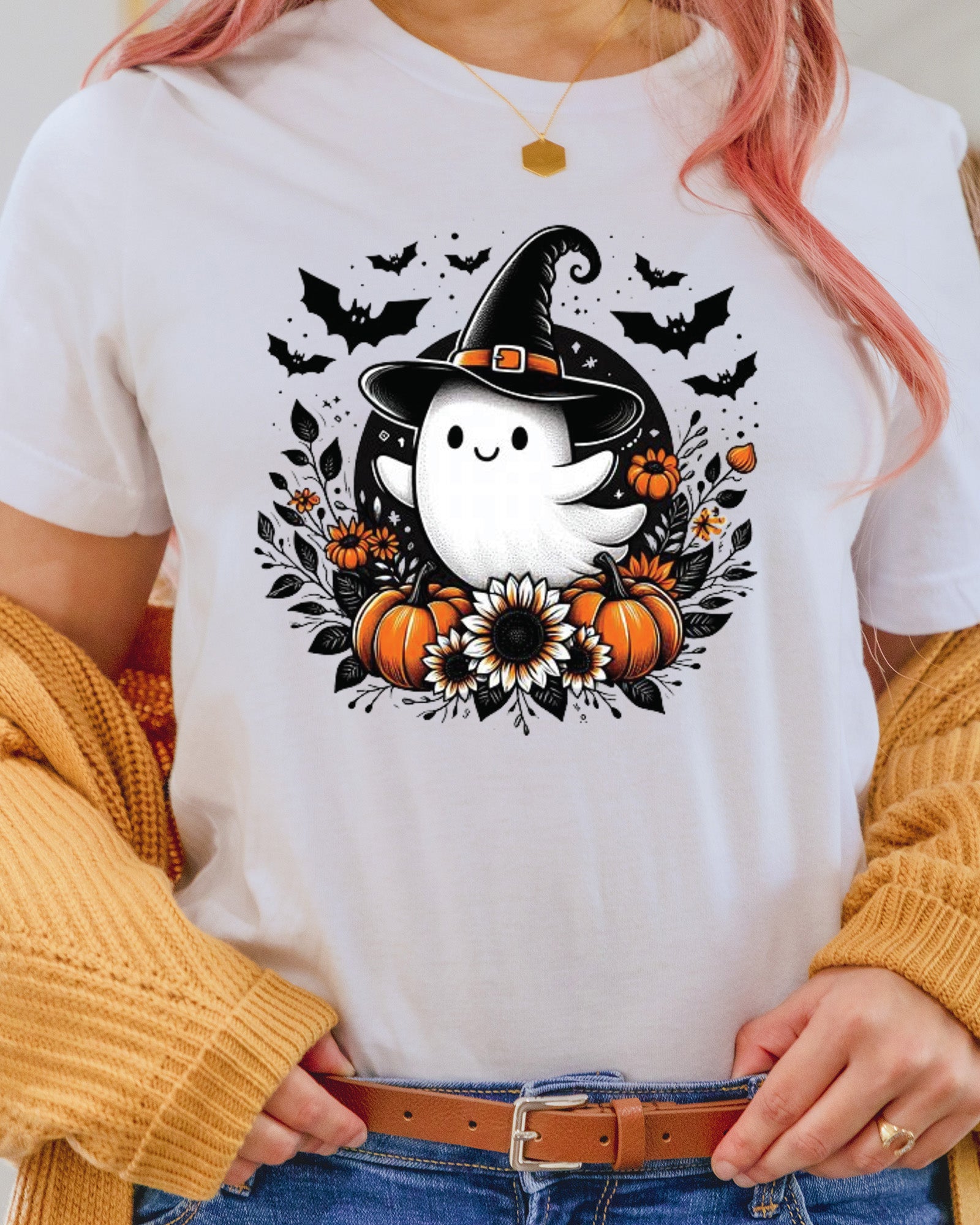 Spooky Ghost Halloween Floral DTF Transfer