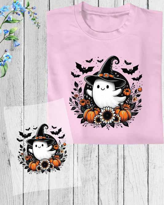 Spooky Ghost Halloween Floral DTF Transfer
