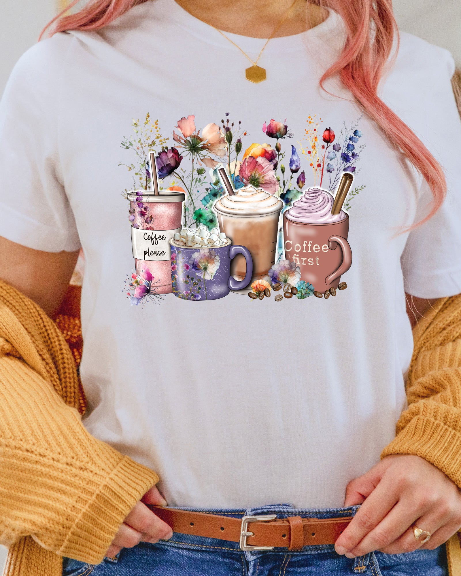 Spring Wildflowers Coffee Cup DTF Transfer