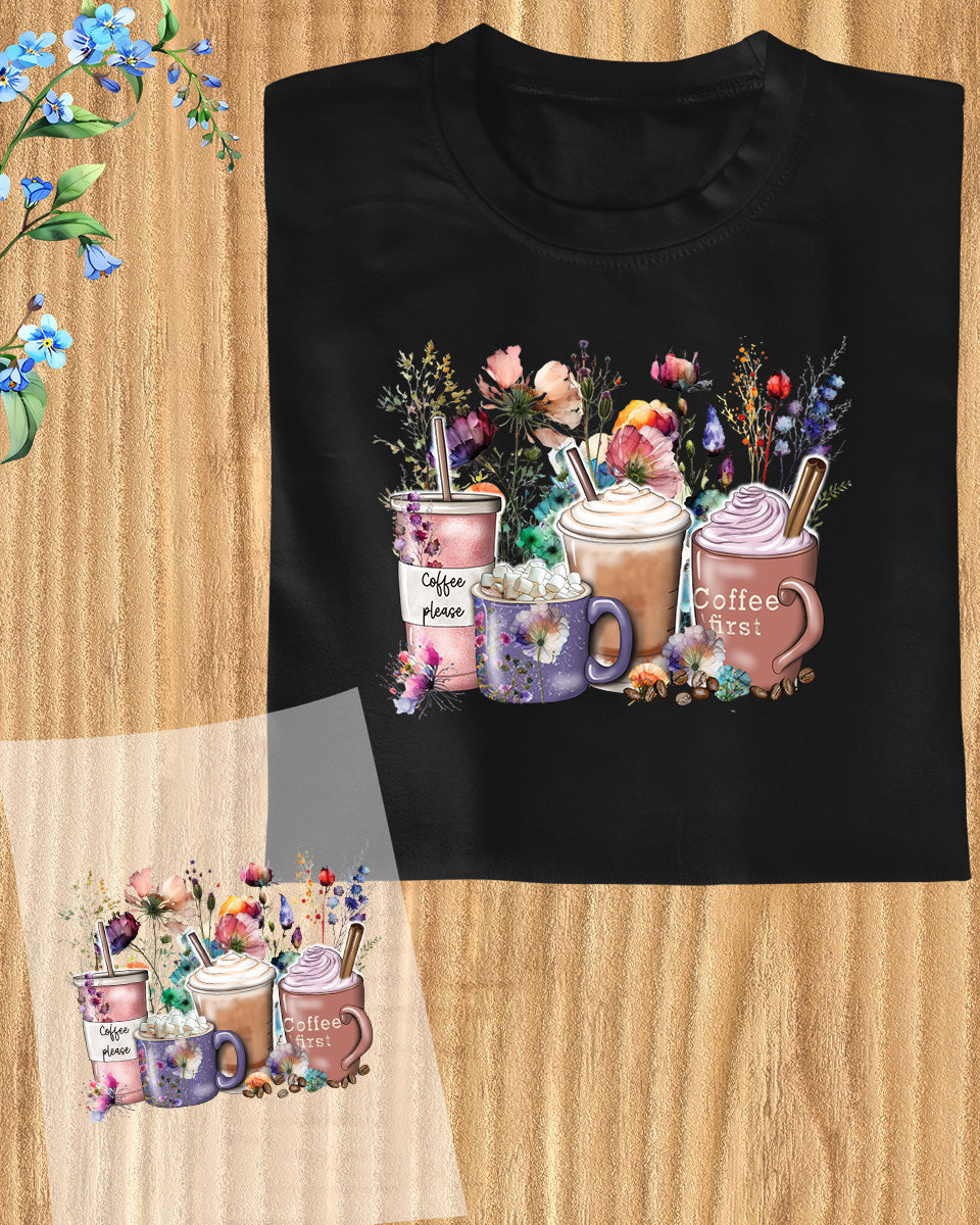 Spring Wildflowers Coffee Cup DTF Transfer