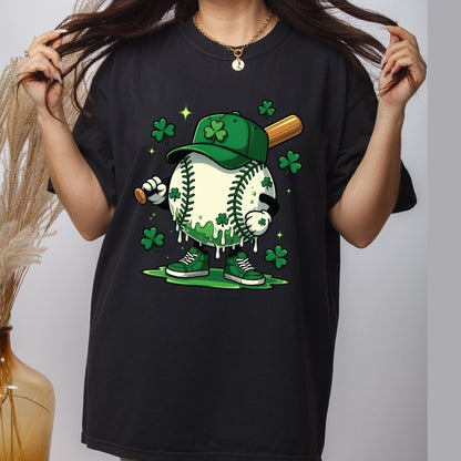 St. Patrick’s Day Baseball DTF Transfer ready to Press Sports Character Heat Transfer for Shirts Shamrock UV Sticker Prints Iron on Transfer