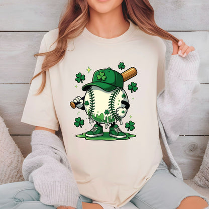 St. Patrick’s Day Baseball DTF Transfer ready to Press Sports Character Heat Transfer for Shirts Shamrock UV Sticker Prints Iron on Transfer