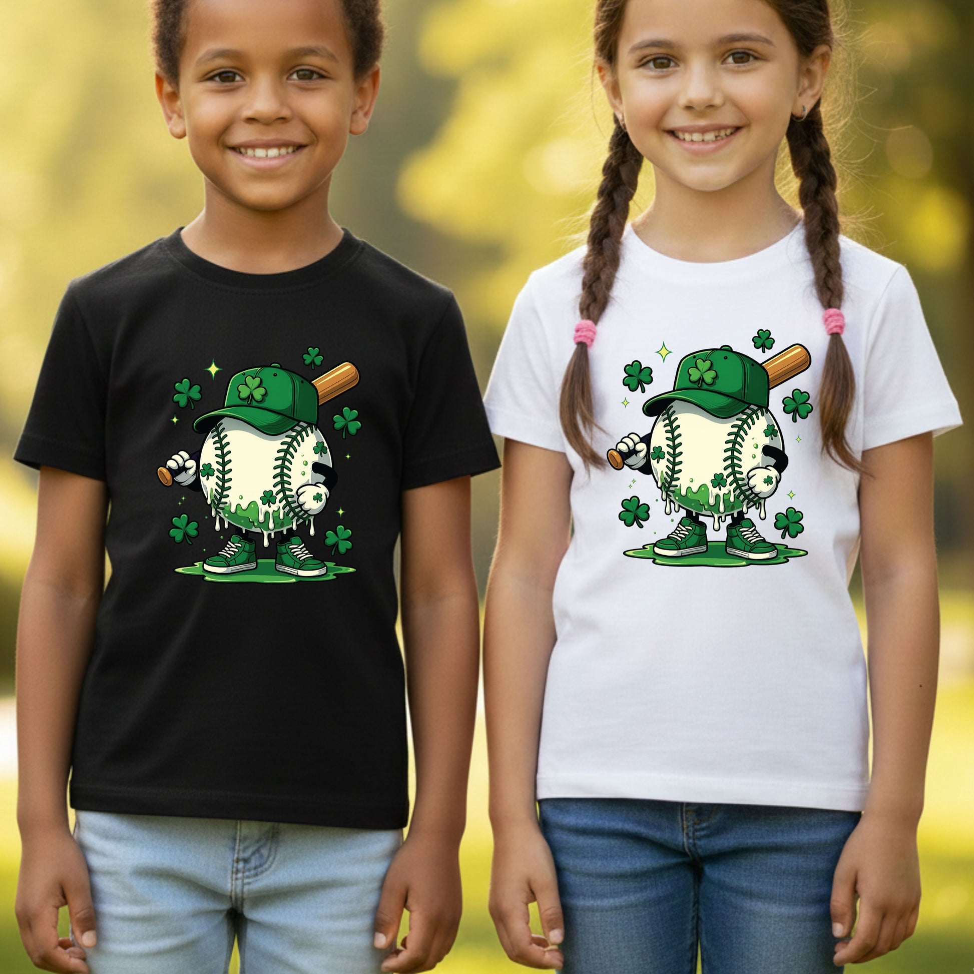St Patrick’s Day Baseball Shirt Sports Shamrock Character Sweatshirt Saint Patrick Party Tees Irish Sweater For Men Women Kids