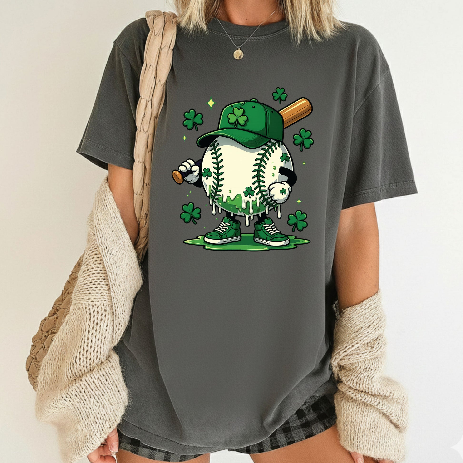St Patrick’s Day Baseball Shirt Sports Shamrock Character Sweatshirt Saint Patrick Party Tees Irish Sweater For Men Women Kids