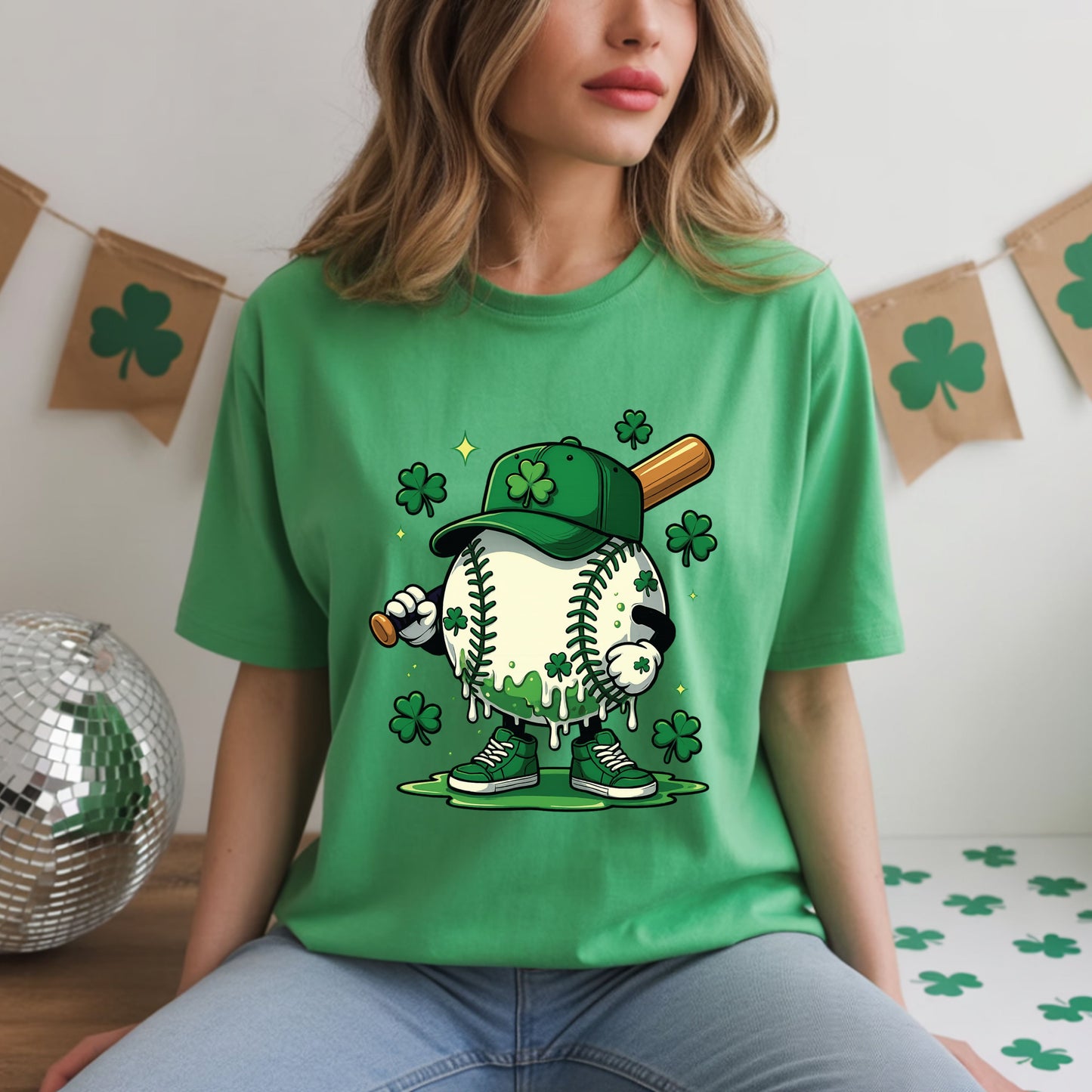 St Patrick’s Day Baseball Shirt Sports Shamrock Character Sweatshirt Saint Patrick Party Tees Irish Sweater For Men Women Kids