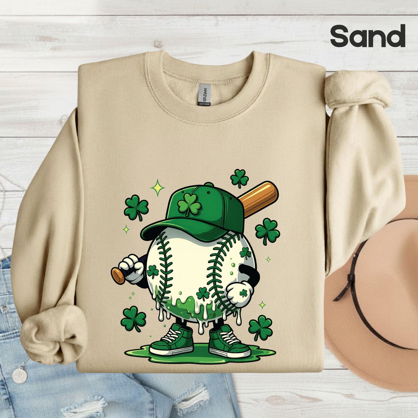 St Patrick’s Day Baseball Shirt Sports Shamrock Character Sweatshirt Saint Patrick Party Tees Irish Sweater For Men Women Kids