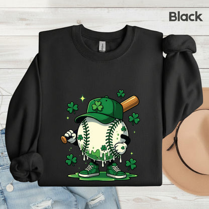 St Patrick’s Day Baseball Shirt Sports Shamrock Character Sweatshirt Saint Patrick Party Tees Irish Sweater For Men Women Kids
