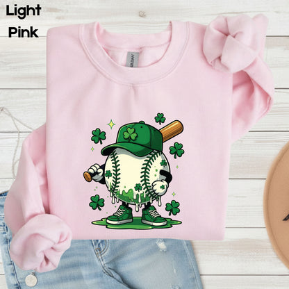 St Patrick’s Day Baseball Shirt Sports Shamrock Character Sweatshirt Saint Patrick Party Tees Irish Sweater For Men Women Kids