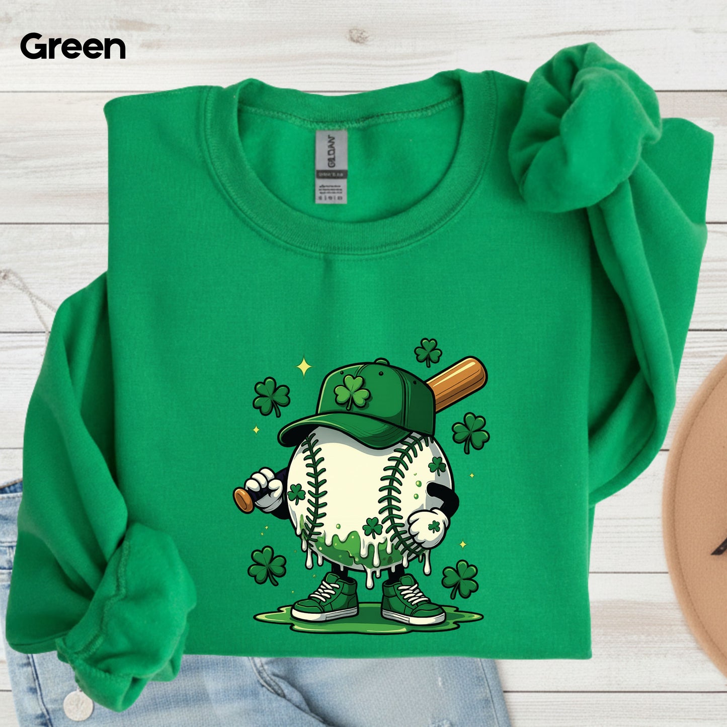 St Patrick’s Day Baseball Shirt Sports Shamrock Character Sweatshirt Saint Patrick Party Tees Irish Sweater For Men Women Kids
