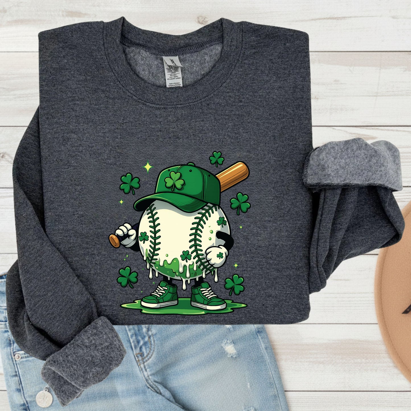 St Patrick’s Day Baseball Shirt Sports Shamrock Character Sweatshirt Saint Patrick Party Tees Irish Sweater For Men Women Kids