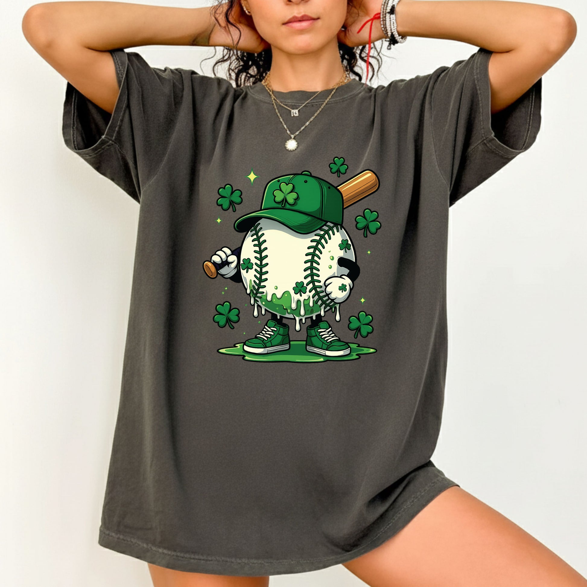 St Patrick’s Day Baseball Shirt Sports Shamrock Character Sweatshirt Saint Patrick Party Tees Irish Sweater For Men Women Kids