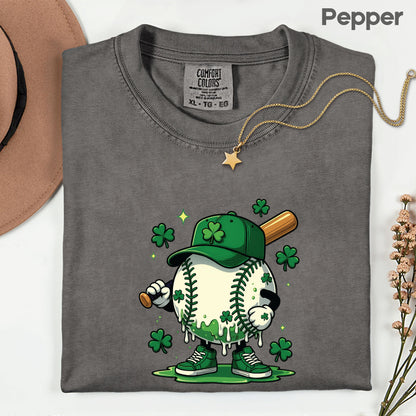 St Patrick’s Day Baseball Shirt Sports Shamrock Character Sweatshirt Saint Patrick Party Tees Irish Sweater For Men Women Kids