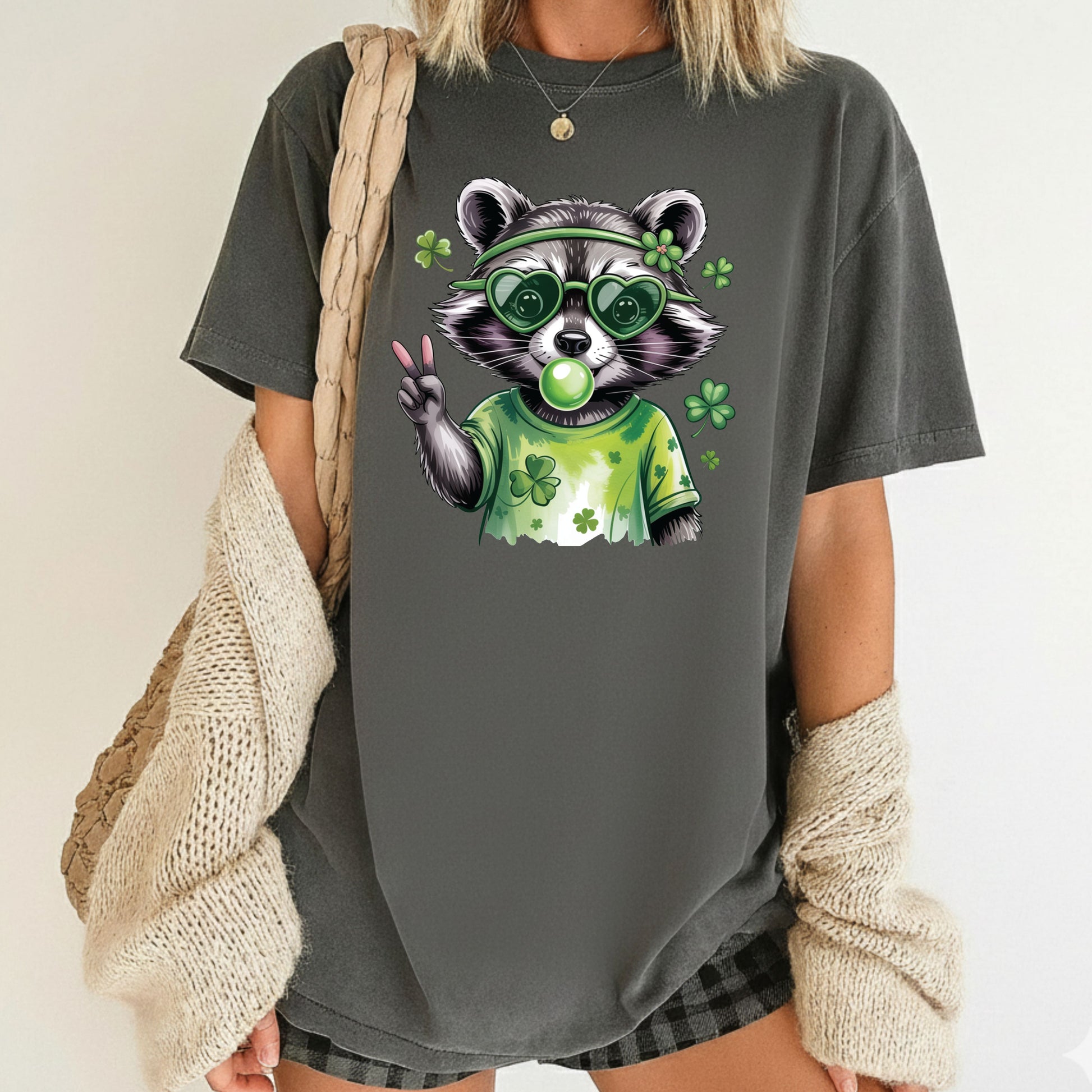 St Patrick’s Day Comfort Colors T Shirts Funny Raccoon Sweatshirt Irish Friends Animal Lover Gift Tees Saint patrick's Day Sweater