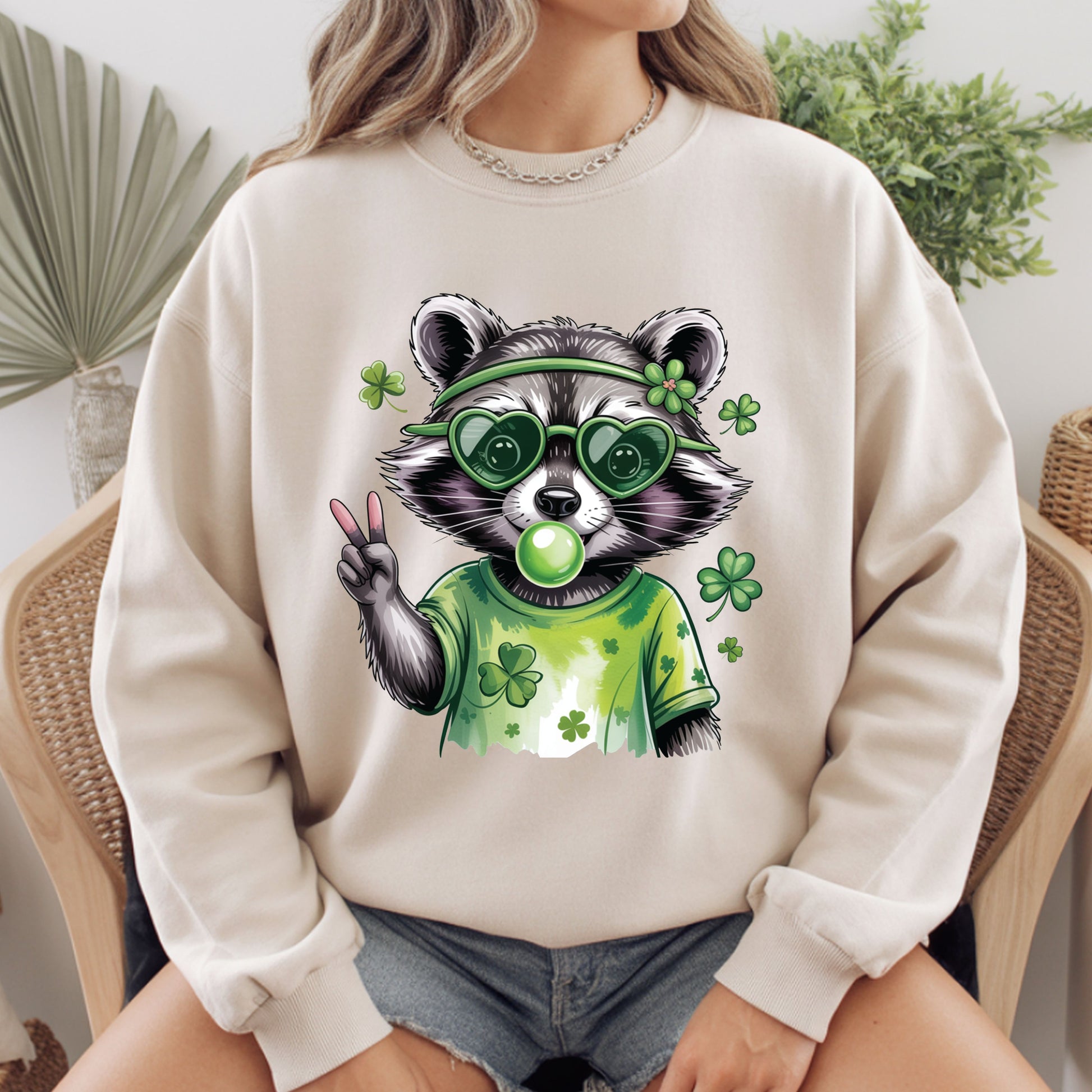 St Patrick’s Day Comfort Colors T Shirts Funny Raccoon Sweatshirt Irish Friends Animal Lover Gift Tees Saint patrick's Day Sweater