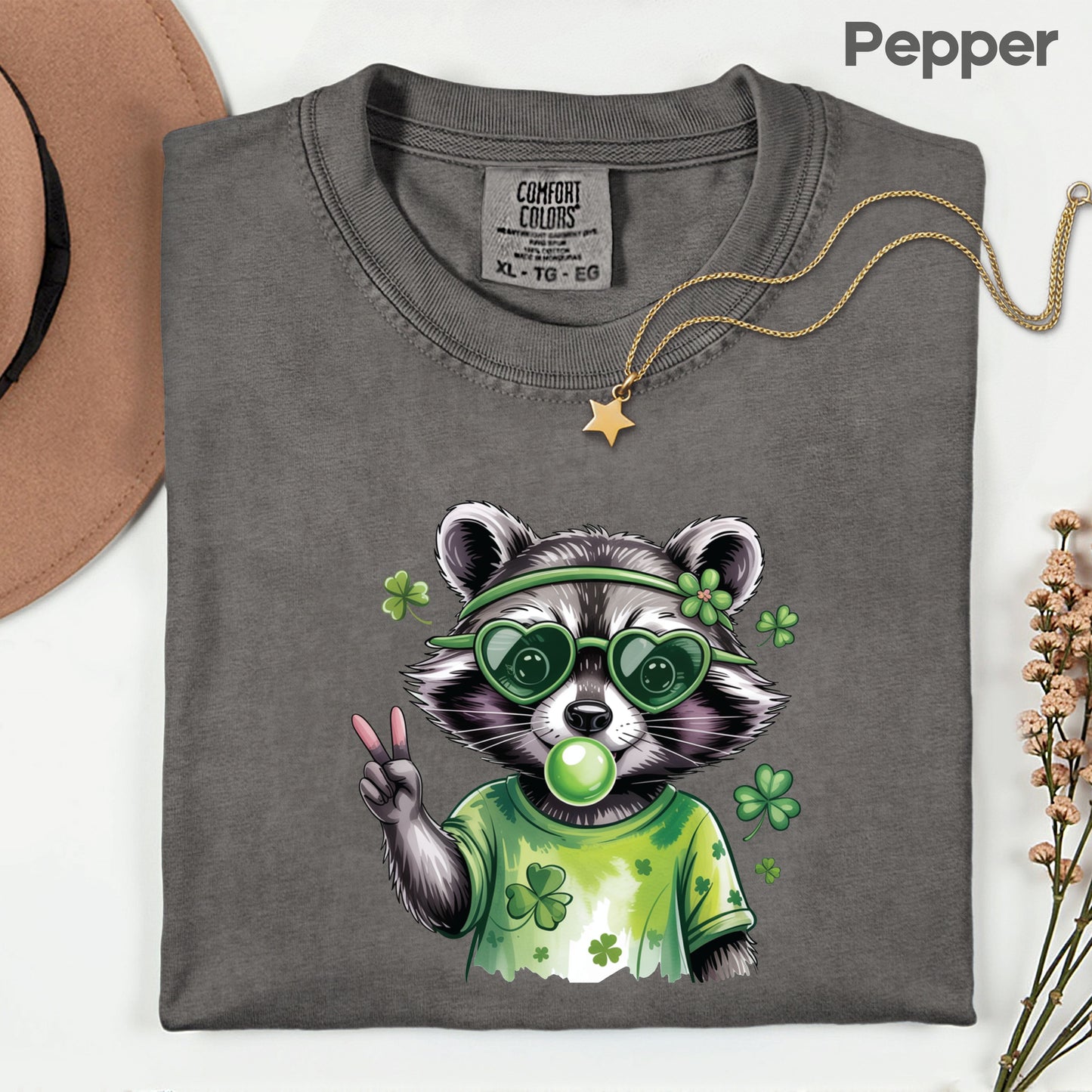 St Patrick’s Day Comfort Colors T Shirts Funny Raccoon Sweatshirt Irish Friends Animal Lover Gift Tees Saint patrick's Day Sweater