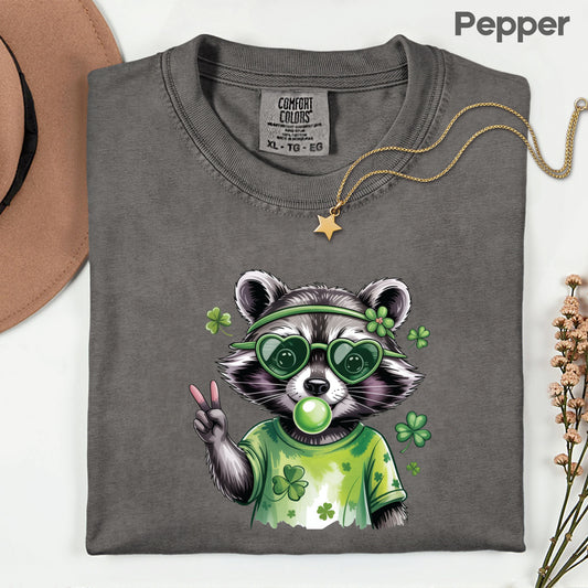 St Patrick’s Day Comfort Colors T Shirts Funny Raccoon Sweatshirt Irish Friends Animal Lover Gift Tees Saint patrick's Day Sweater