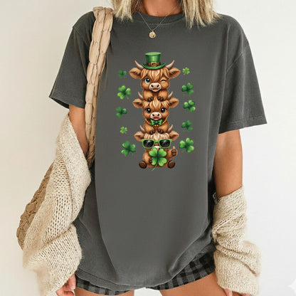 St Patrick’s Day Comfort Colors T Shirts Highland Cow Sweatshirt Irish Friends Animal Lover Gift Tees Saint patrick's Day Sweater