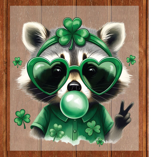 St. Patrick’s Day DTF Transfer ready to Press Funny Raccoon Heat Transfer for Shirts Irish UV Sticker Prints Iron on Transfer