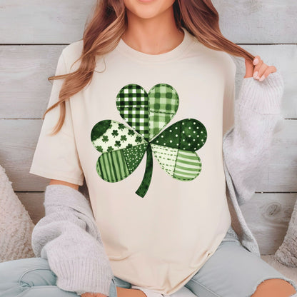 St. Patrick’s Day DTF Transfer ready to Press Patchwork Shamrock Heat Transfer for Shirts Saint Patrick UV Sticker Prints Iron on Transfer